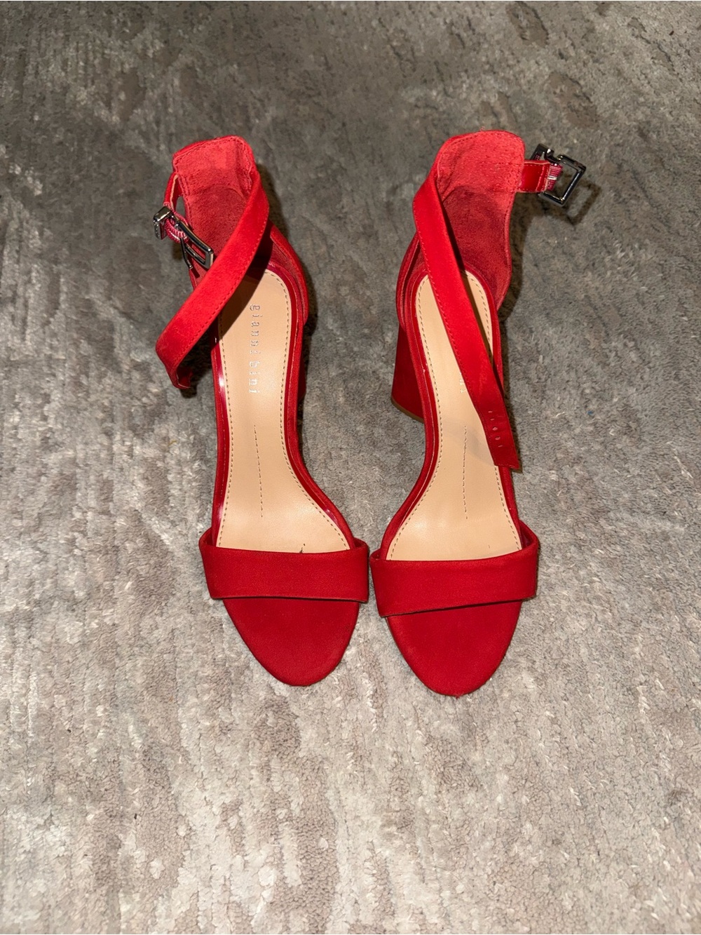 Gianni Bini Red Ankle-Strap Block Heel Sandals